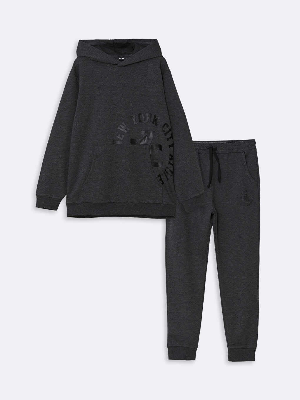 Antrasit Kapüşonlu Erkek Çocuk Eşofman Takım