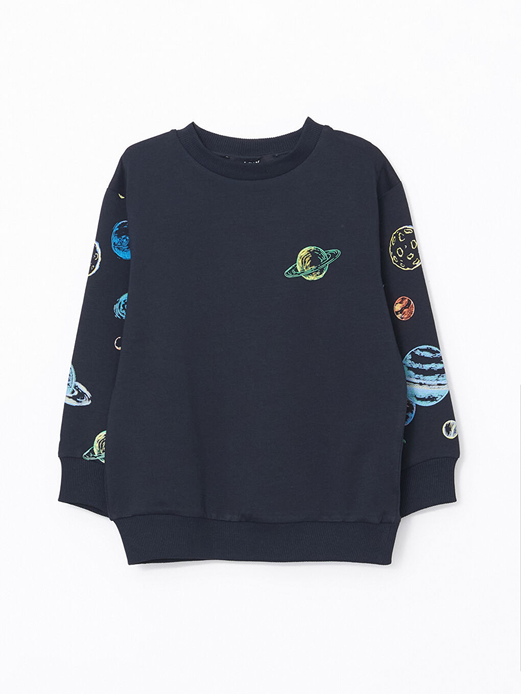 Lacivert Bisiklet Yaka Baskılı Erkek Bebek Eşofman Takım-1