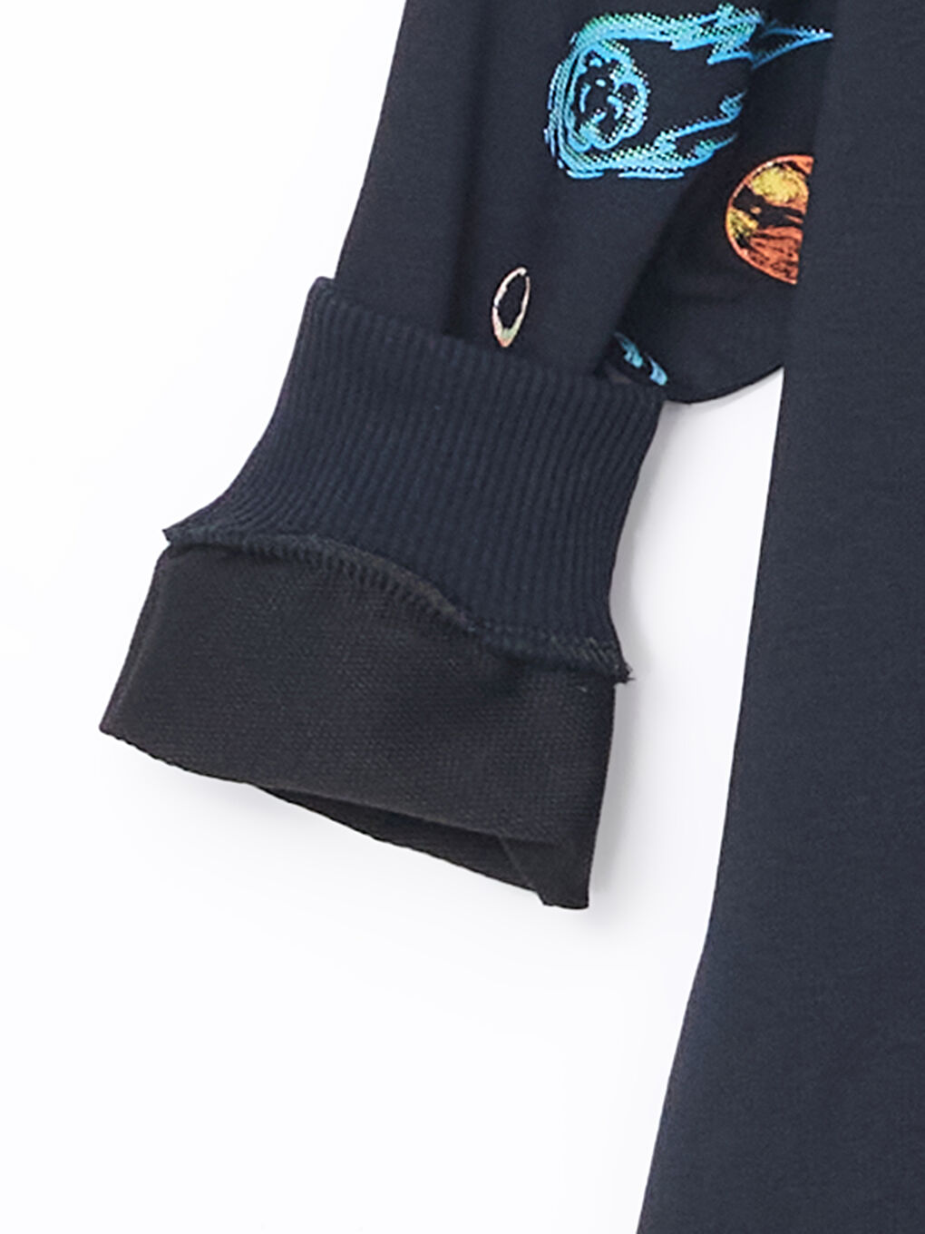 Lacivert Bisiklet Yaka Baskılı Erkek Bebek Eşofman Takım-2