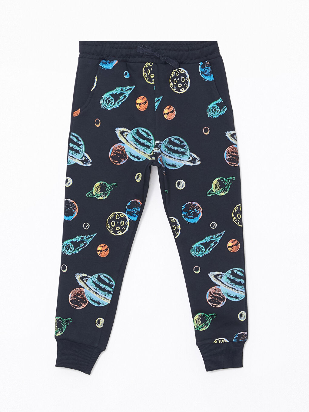 Lacivert Bisiklet Yaka Baskılı Erkek Bebek Eşofman Takım-4