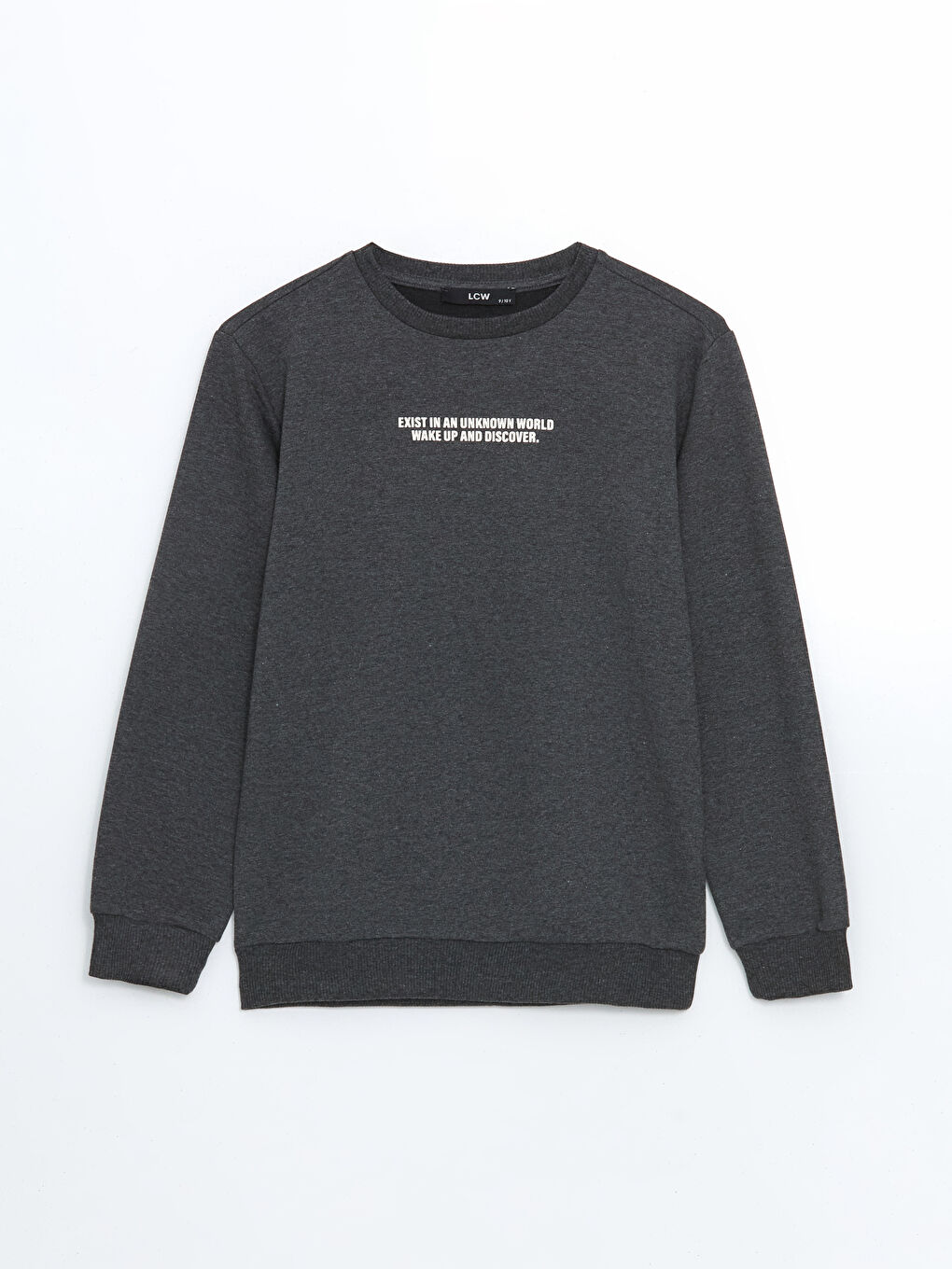 Antrasit Bisiklet Yaka Baskılı Erkek Çocuk Sweatshirt