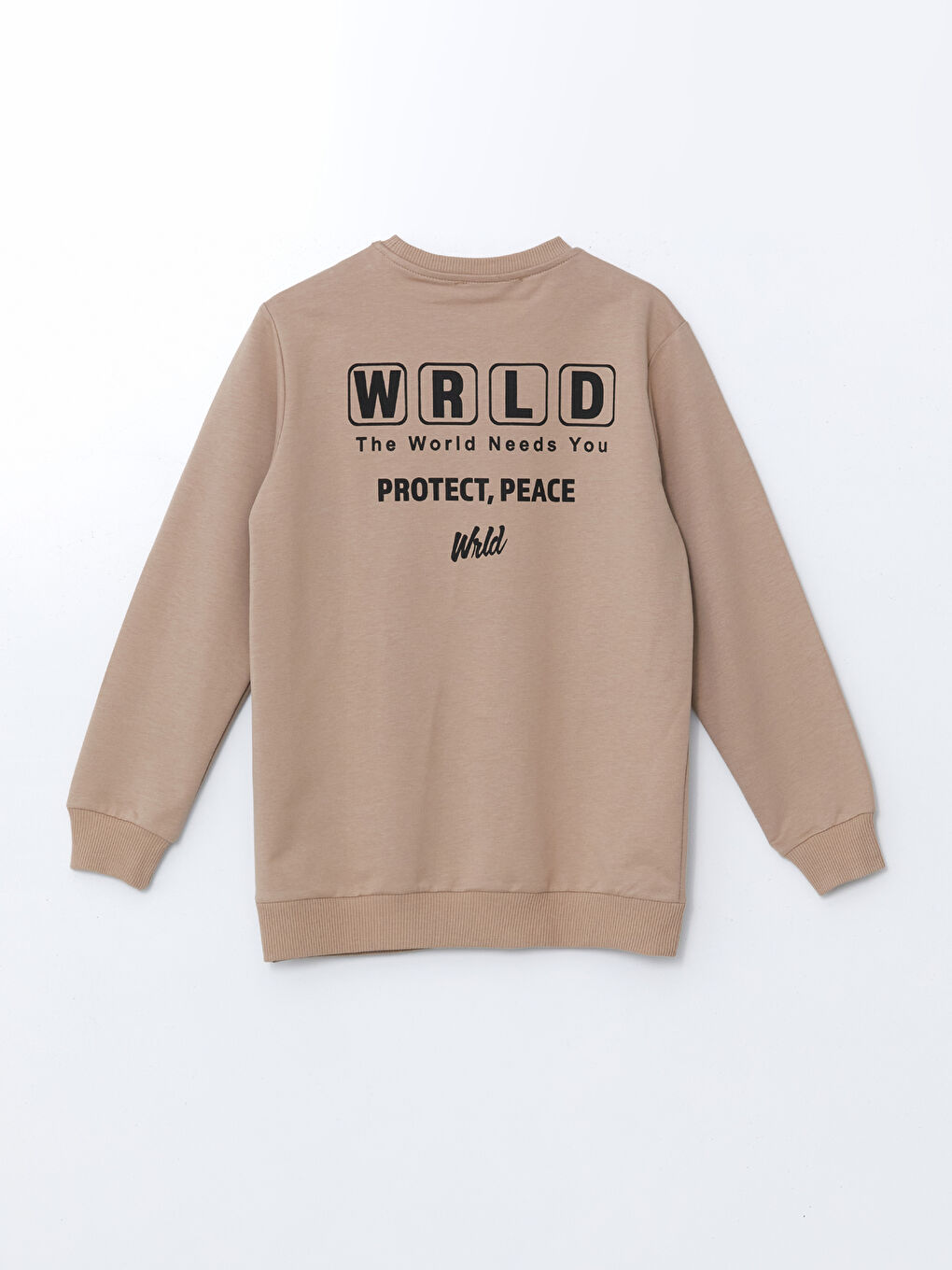 LCW Kids Bej Bisiklet Yaka Baskılı Erkek Çocuk Sweatshirt - 1