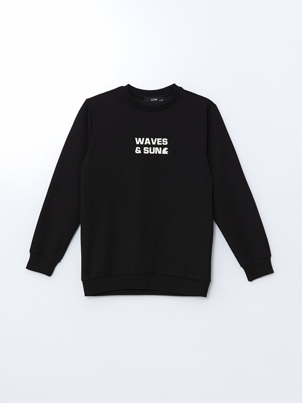Siyah Bisiklet Yaka Baskılı Erkek Çocuk Sweatshirt