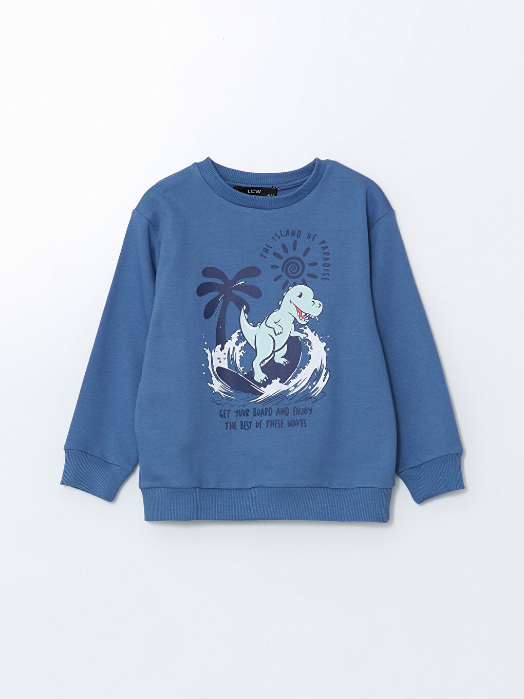 LCW Kids İndigo Bisiklet Yaka Baskılı Erkek Çocuk Sweatshirt