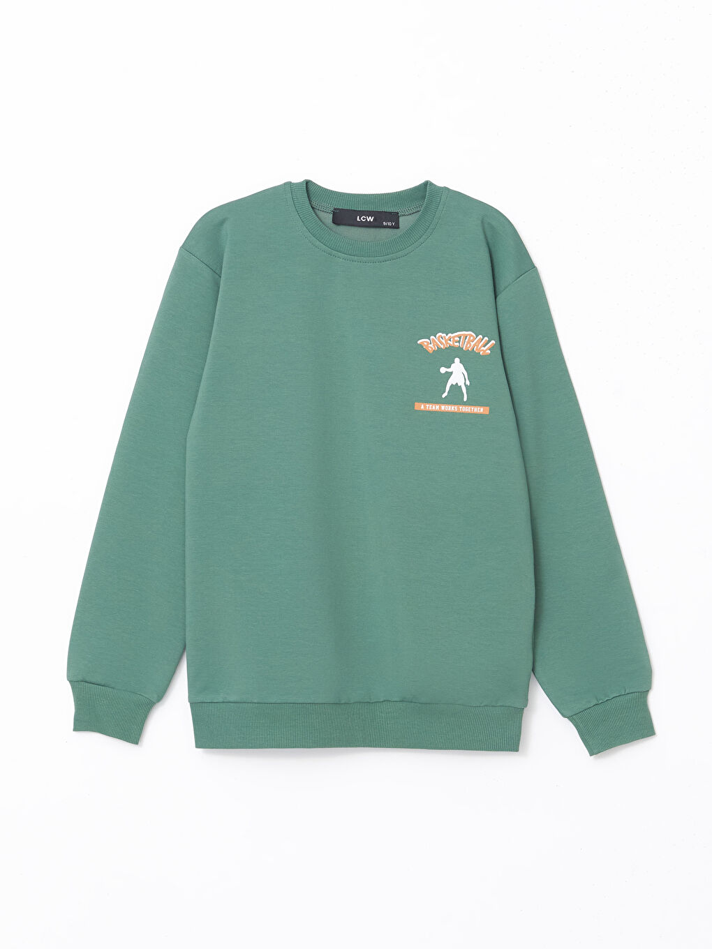 LCW Kids Haki Bisiklet Yaka Baskılı Erkek Çocuk Sweatshirt