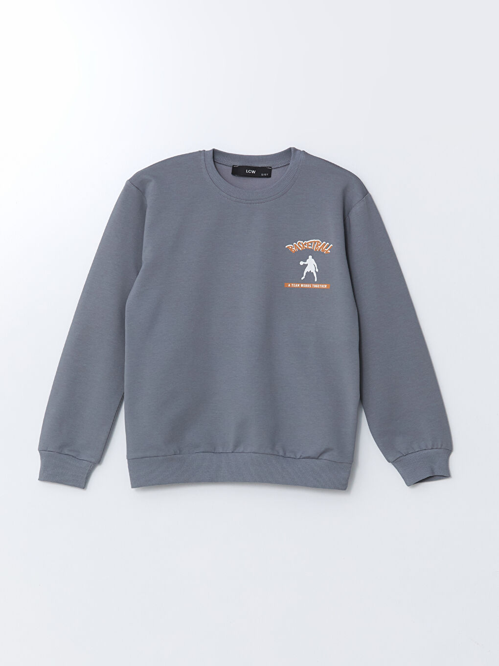 Antrasit Bisiklet Yaka Baskılı Erkek Çocuk Sweatshirt