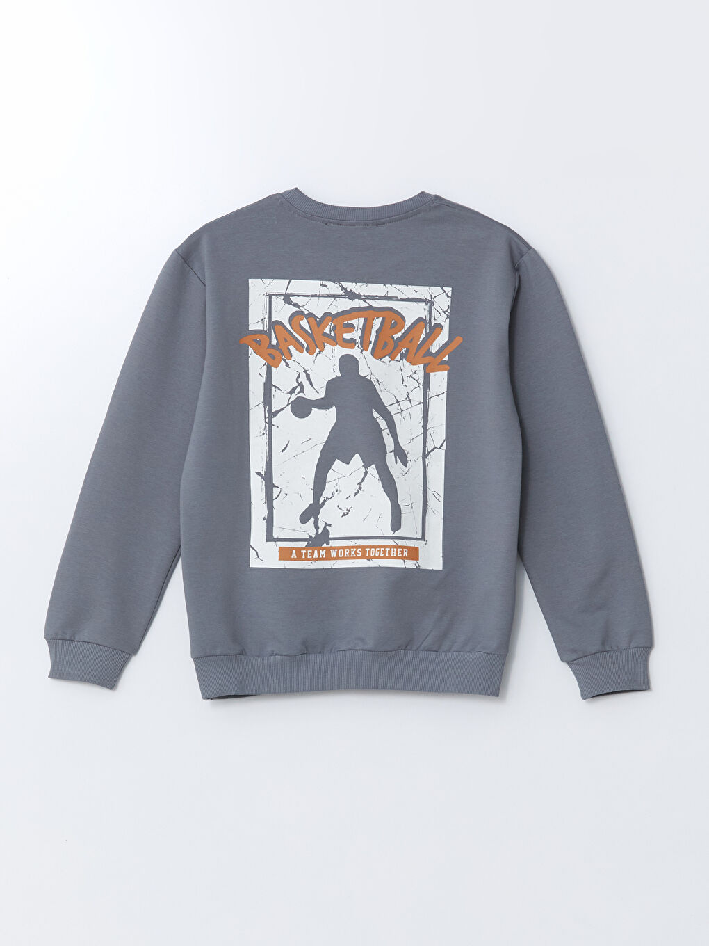 Antrasit Bisiklet Yaka Baskılı Erkek Çocuk Sweatshirt-1