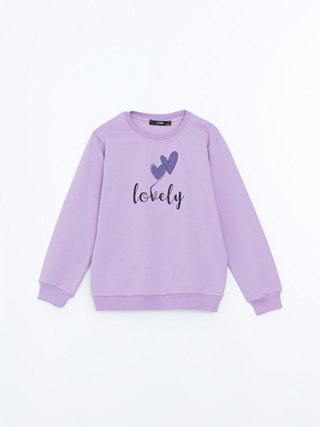 LCW Kids Lila Bisiklet Yaka Kız Çocuk Sweatshirt