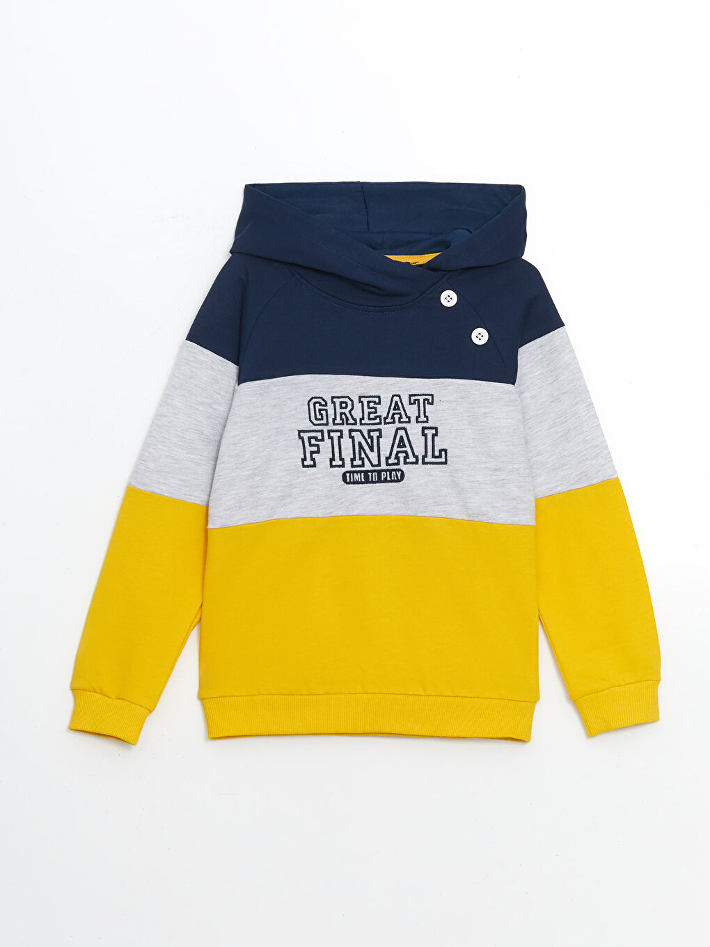 LCW Kids İndigo Kapüşonlu Baskılı Erkek Çocuk Sweatshirt