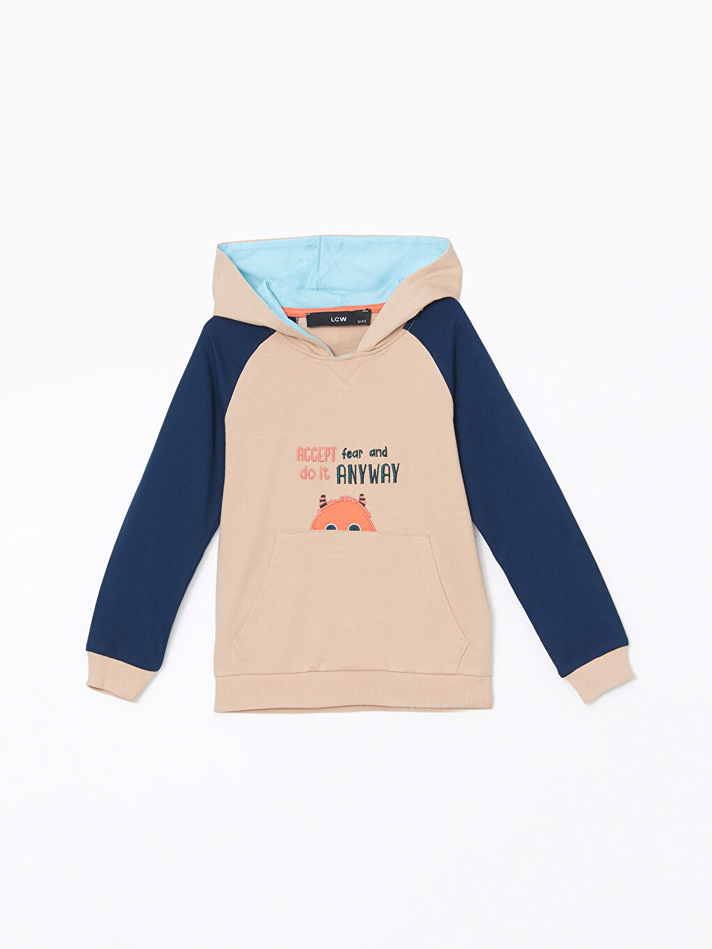 LCW Kids Bej Kapüşonlu Erkek Çocuk Sweatshirt