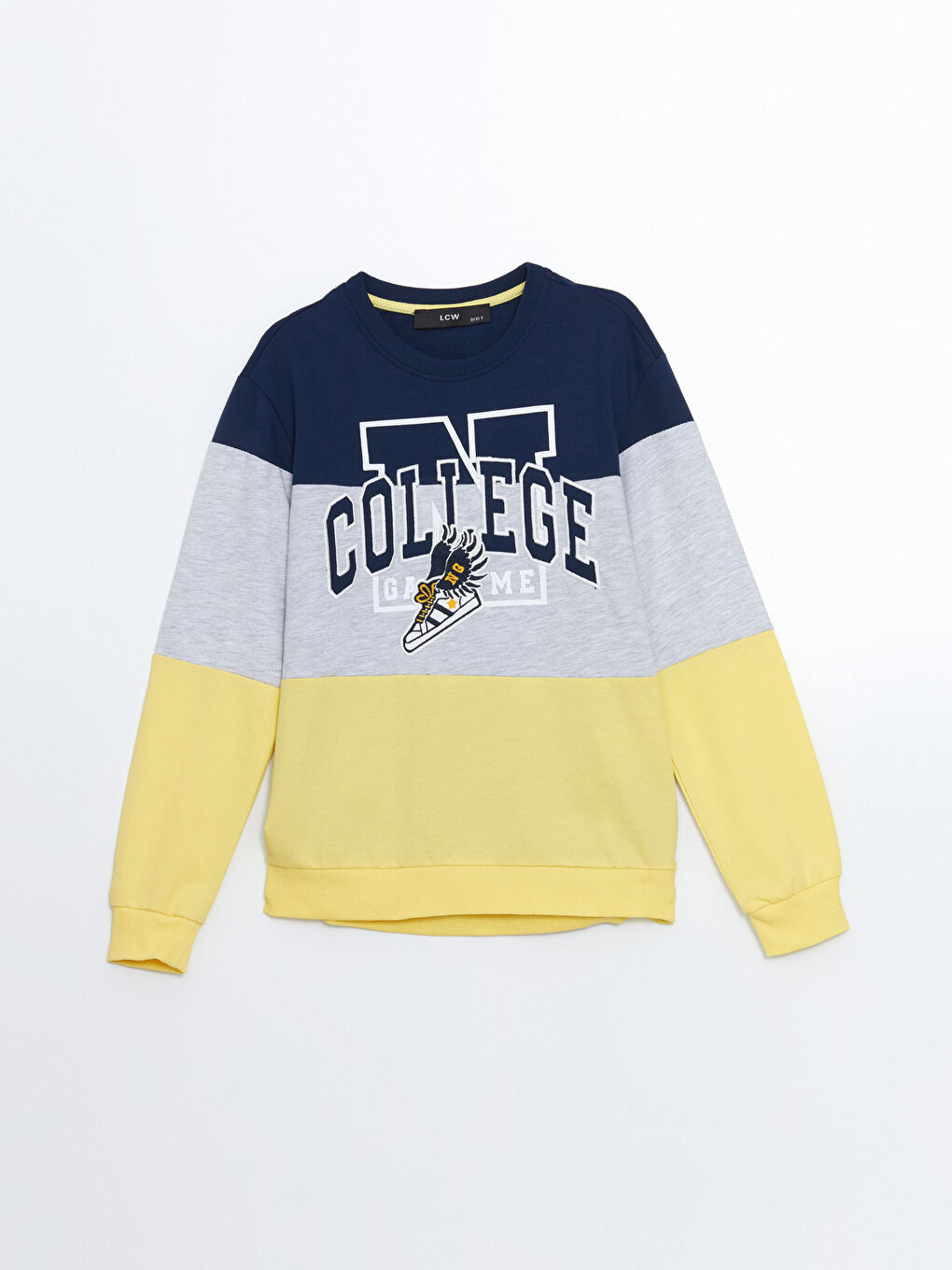 LCW Kids İndigo Bisiklet Yaka Baskılı Erkek Çocuk Sweatshirt