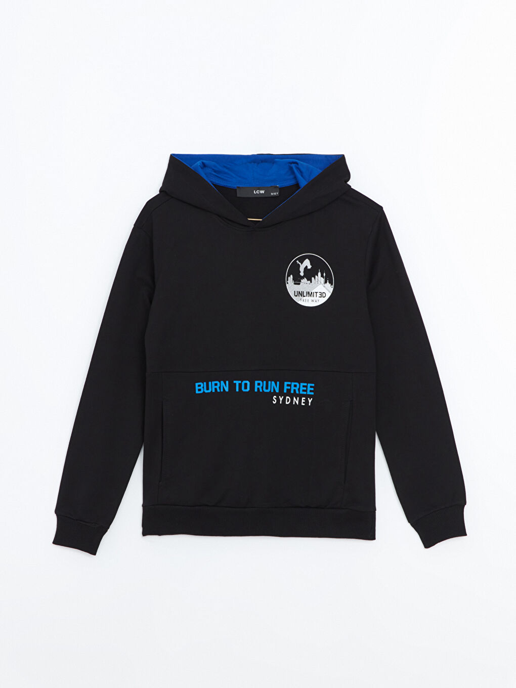 LCW Kids Siyah Kapüşonlu Baskılı Erkek Çocuk Sweatshirt