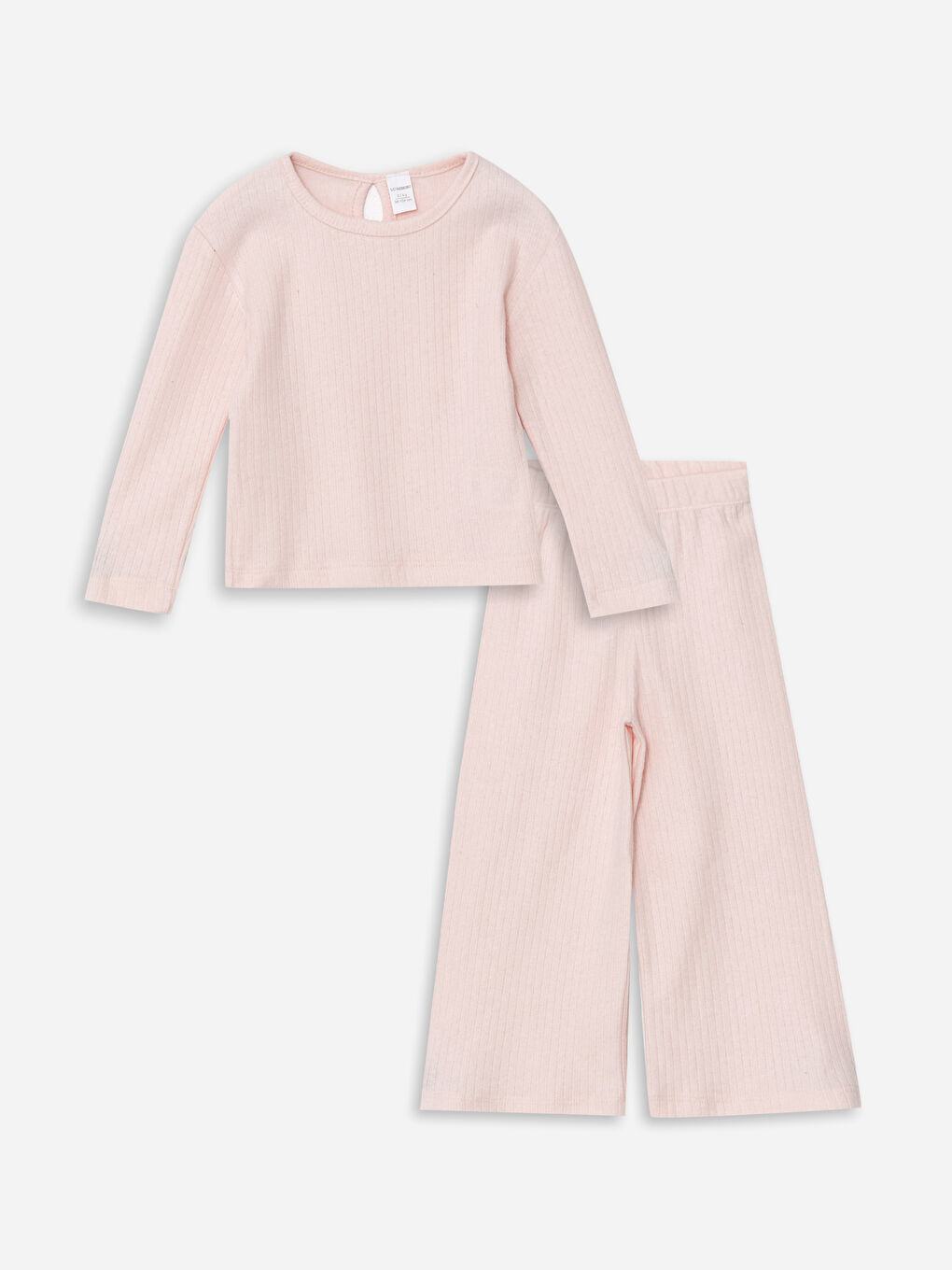 LCW Kids Pembe Bisiklet Yaka Basic Kız Çocuk Tişört ve Pantolon 2'li - 2