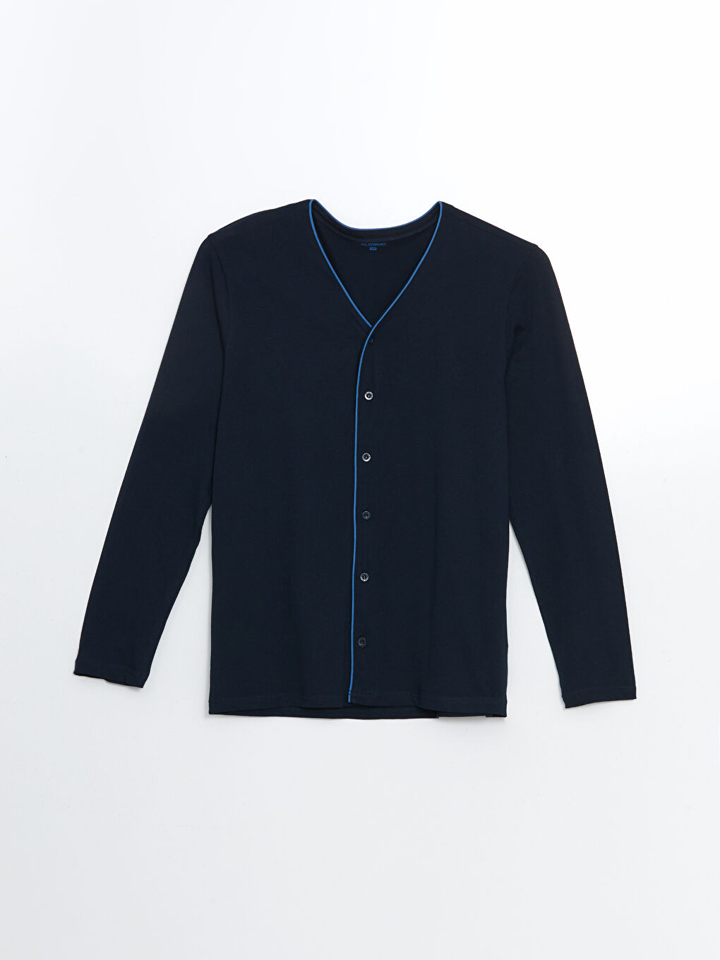 Lacivert V Yaka Uzun Kollu Erkek Pijama Üst