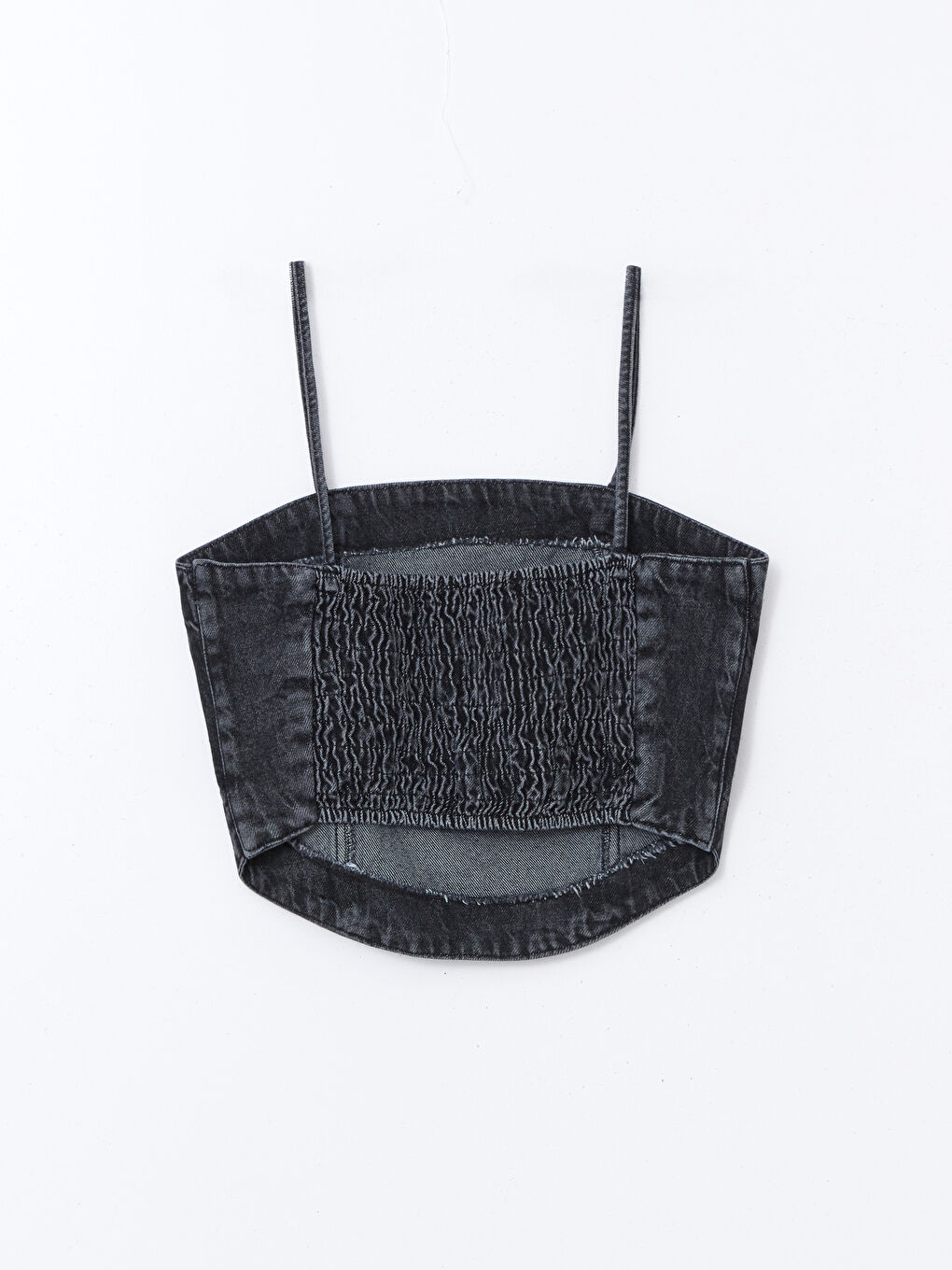 Square Collar Strappy Women's Denim Crop Top-5