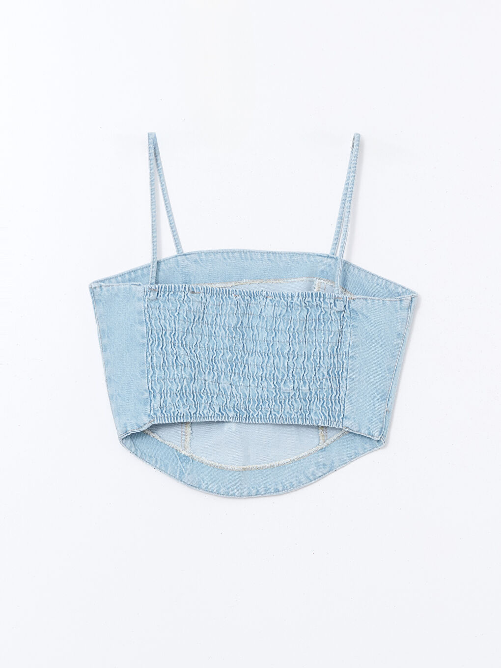 Square Collar Strappy Women's Denim Crop Top-5