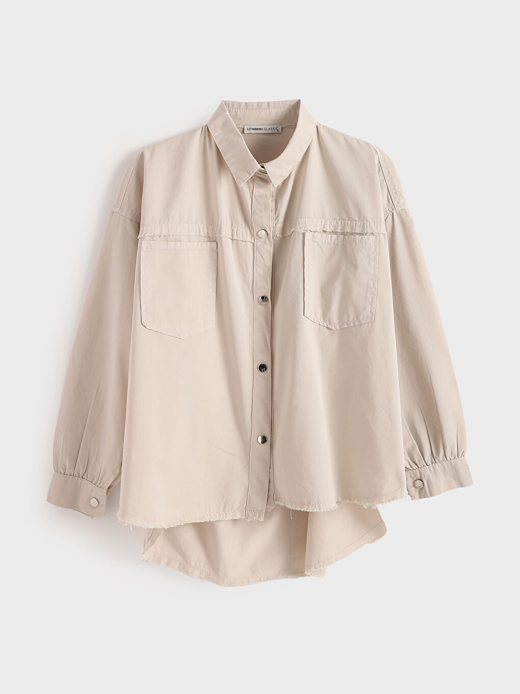 Plain Long Sleeve Oversize Women's Shirt-3