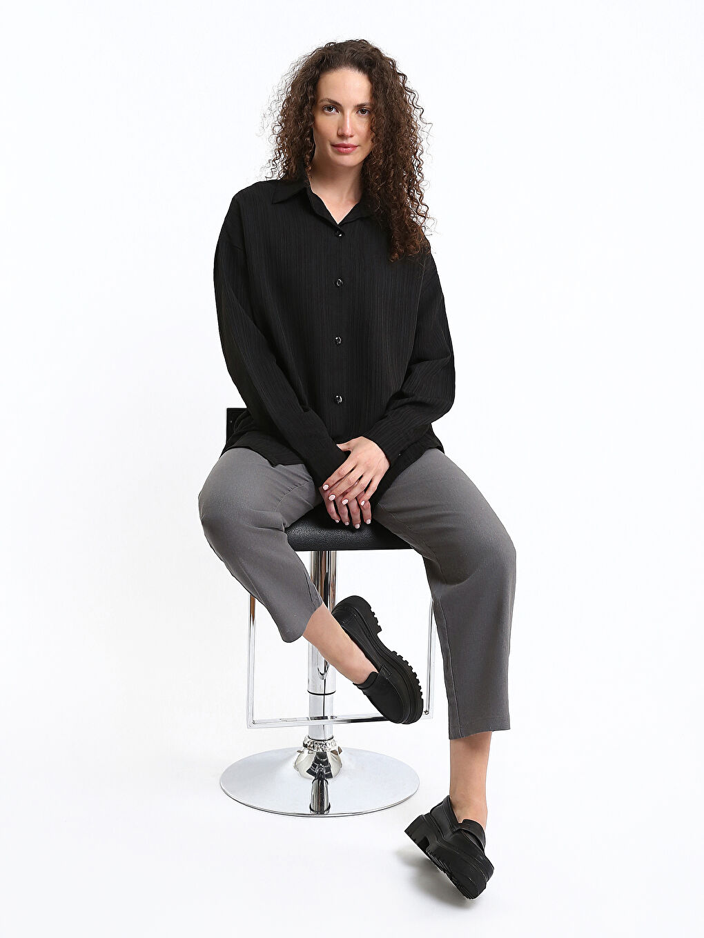 Oversize Textured Women's Shirt-1