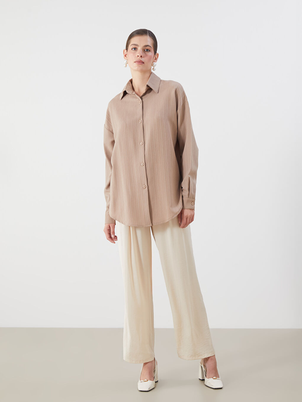 Oversize Textured Women's Shirt-1