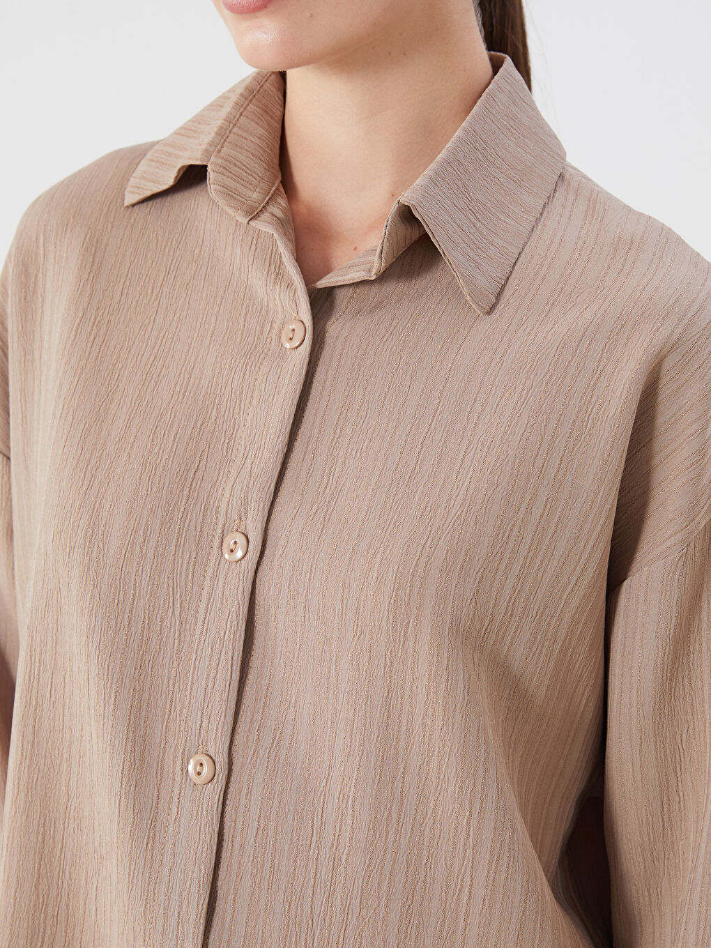 Oversize Textured Women's Shirt-2
