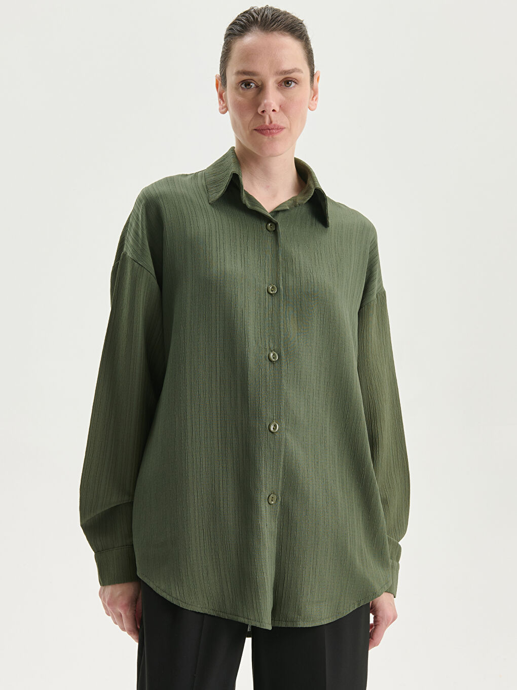 Oversize Textured Women's Shirt