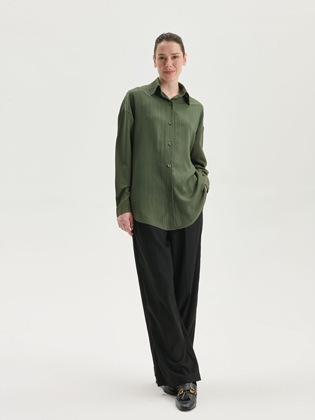 Oversize Textured Women's Shirt-1
