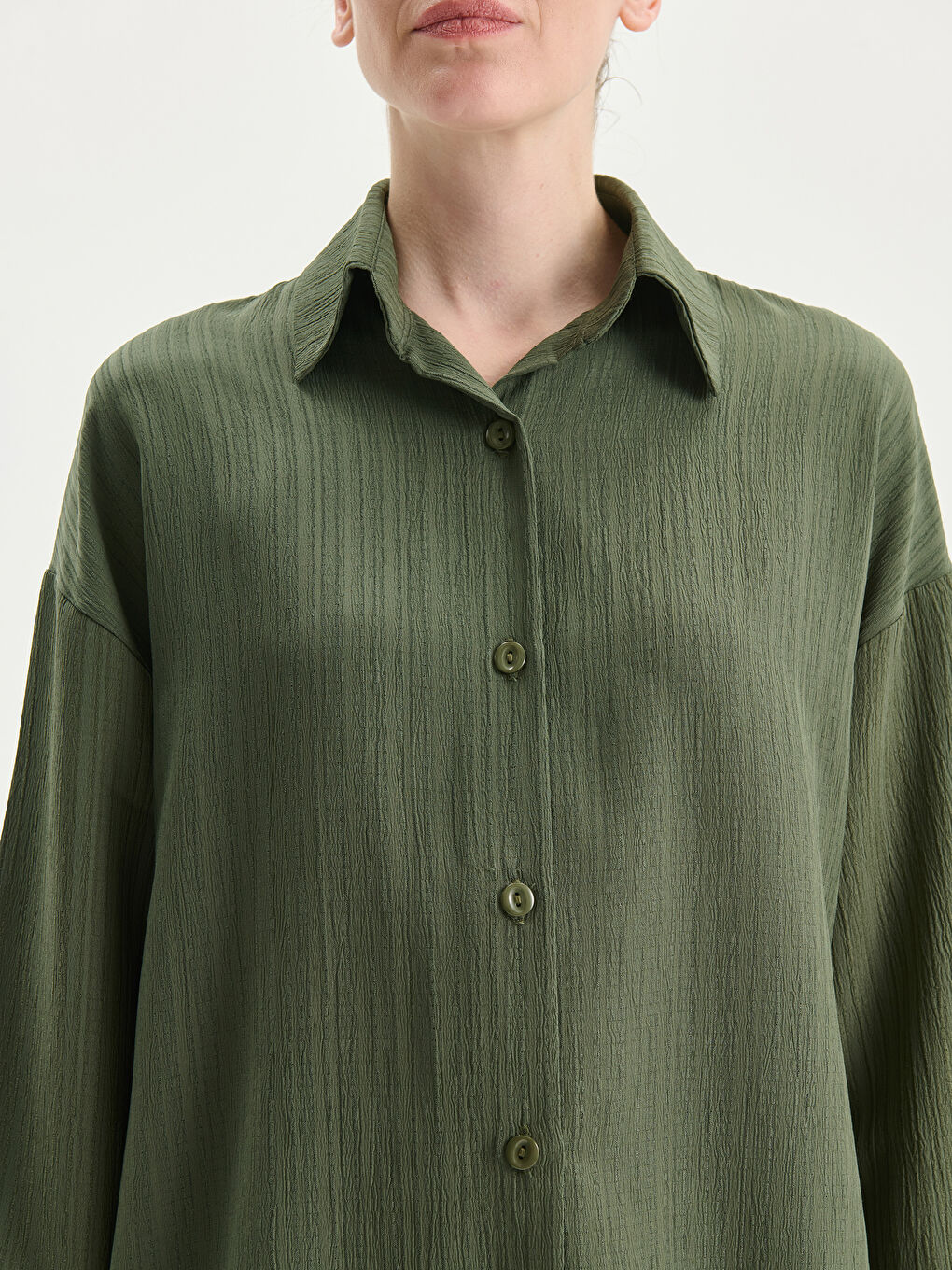 Oversize Textured Women's Shirt-2