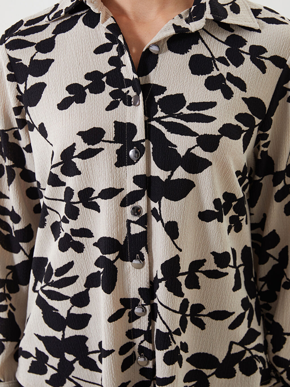 Collared Neck Long Sleeve Women's Shirt-2