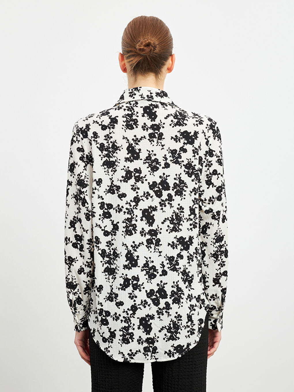 Collared Neck Long Sleeve Women's Shirt-3