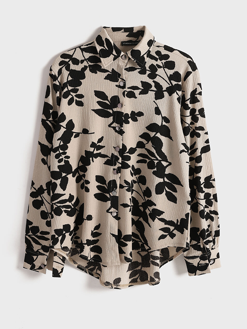 Collared Neck Long Sleeve Women's Shirt-4