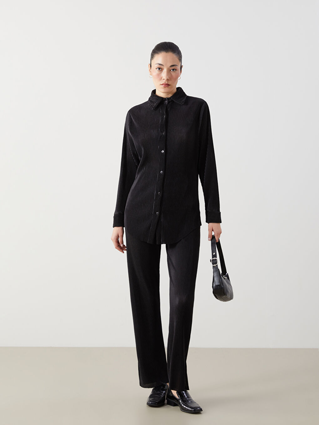 Chemise Rayée à Manches Longues Oversize pour Femmes-1