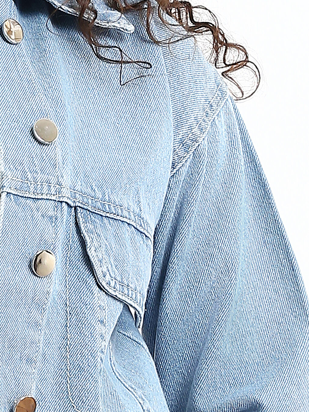 Collared Neck Crop Women's Denim Jacket-2