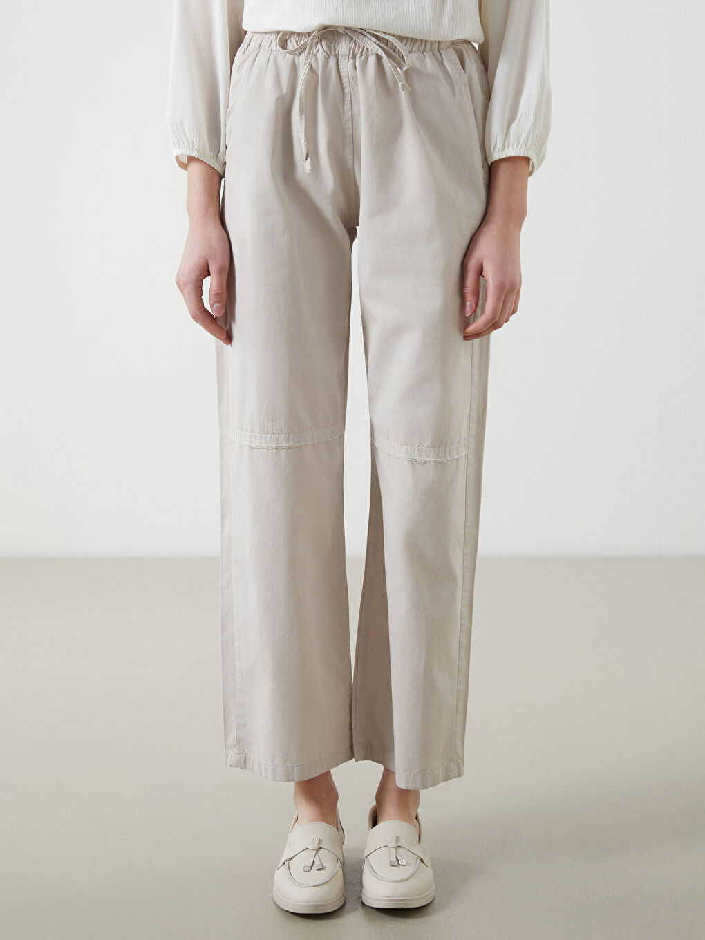 Elasticated Waist Twill Women's Trousers-1