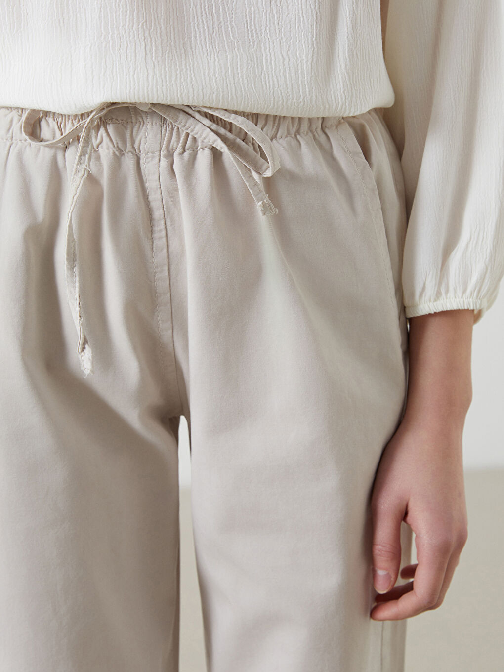 Elasticated Waist Twill Women's Trousers-2