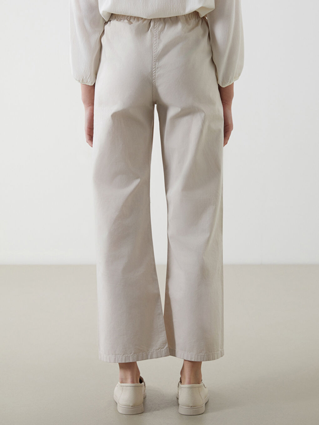 Elasticated Waist Twill Women's Trousers-3