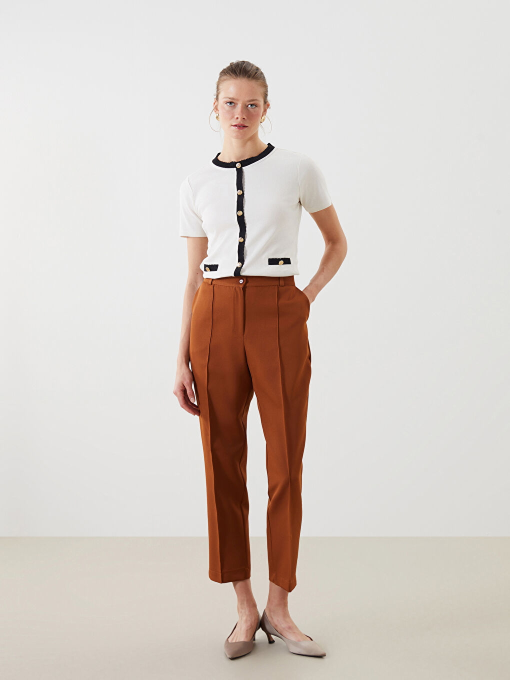 Slim Fit Women's Pleated Trousers -W4LH75Z8-GBL