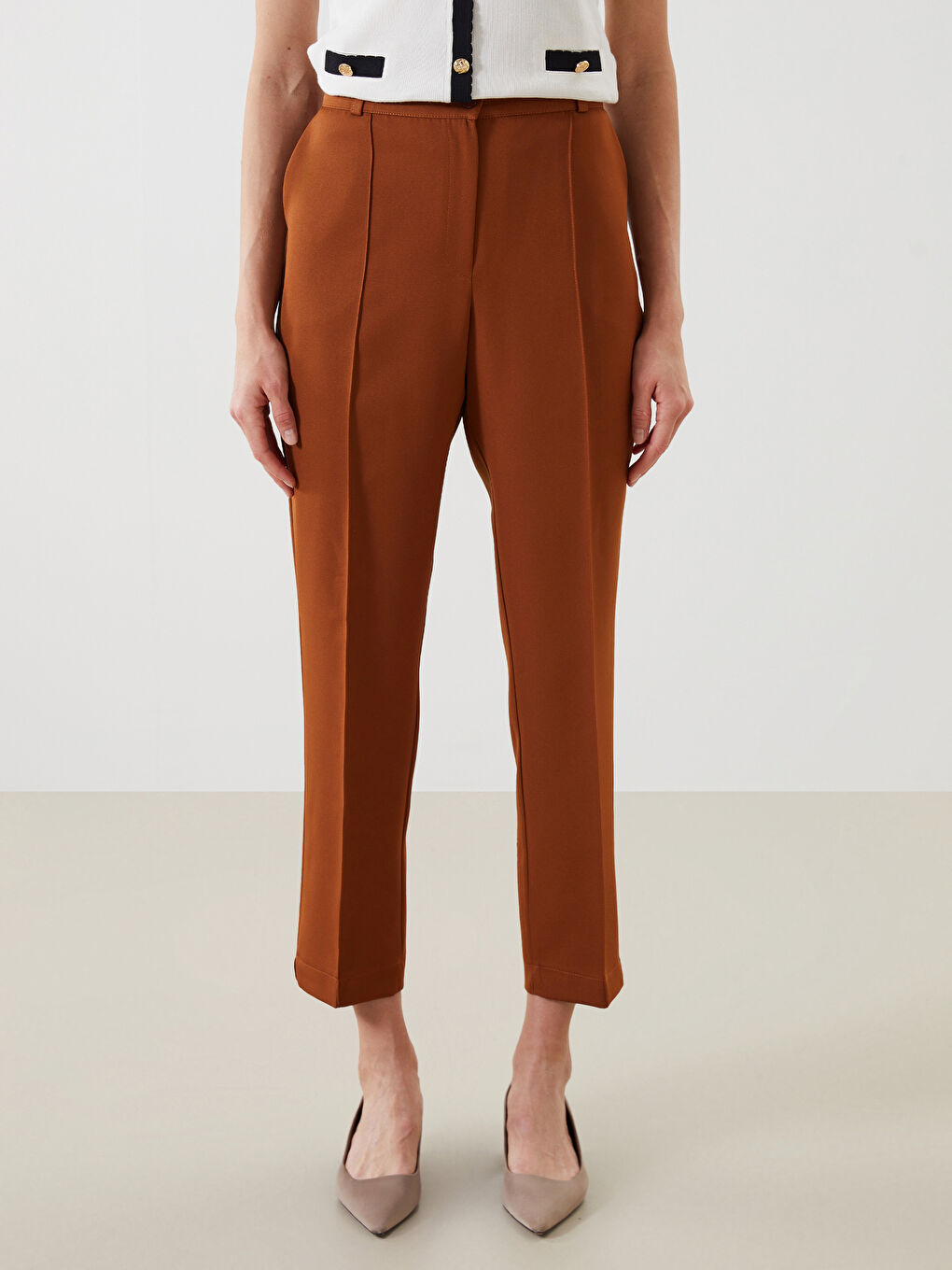 Slim Fit Women's Pleated Trousers -W4LH75Z8-GBL