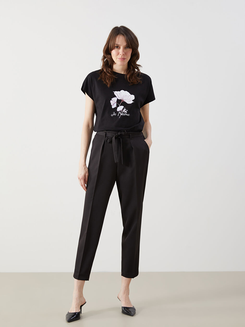 Women's Pleated Trousers with Sash Waist