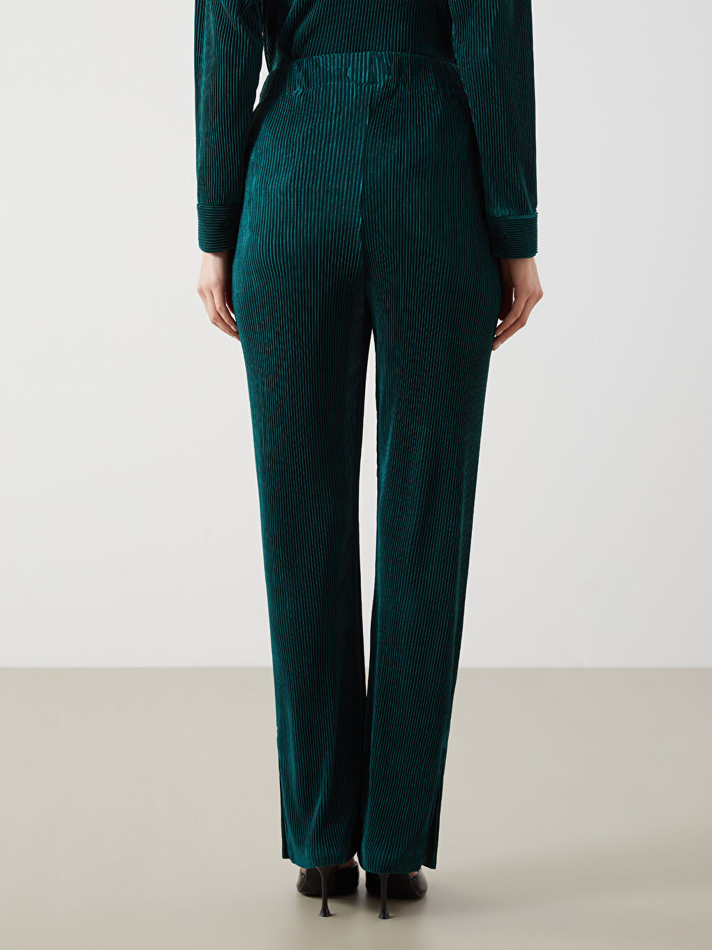 Elasticated Waist Textured Women's Trousers-4