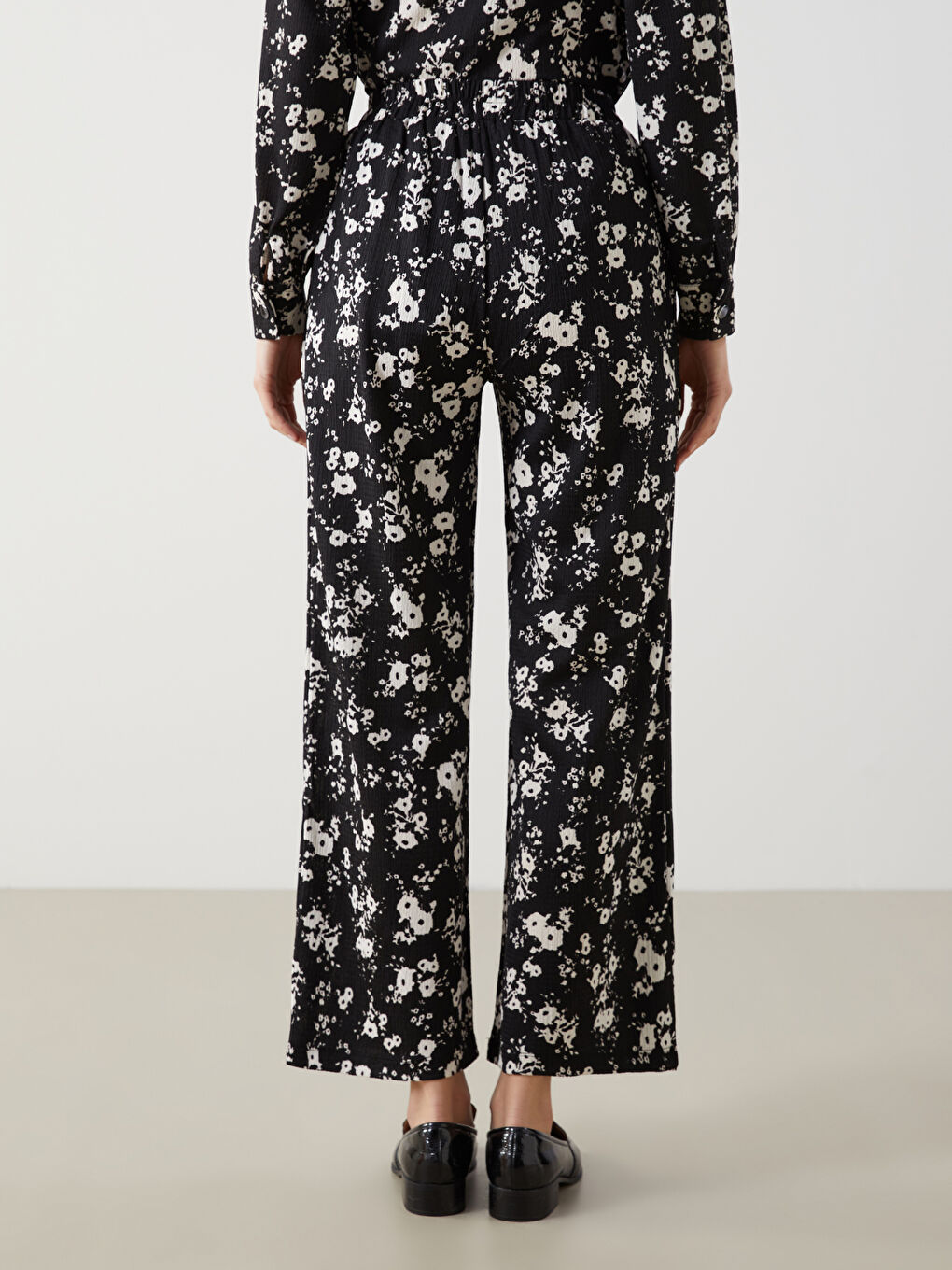 Elasticated Waist Patterned Women's Trousers-3