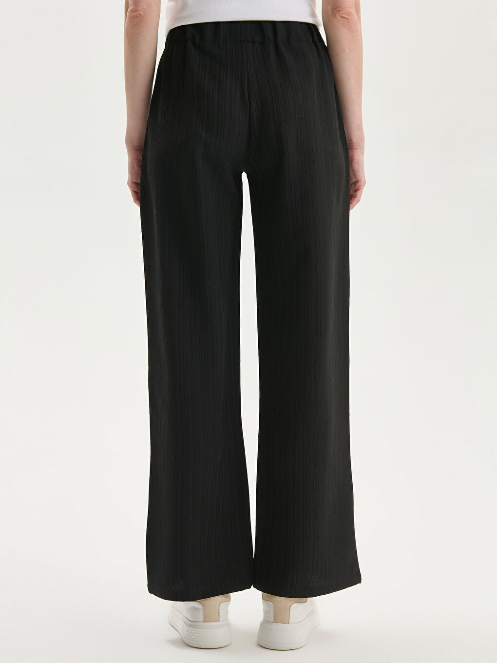 Elasticated Waist Textured Women's Trousers-3