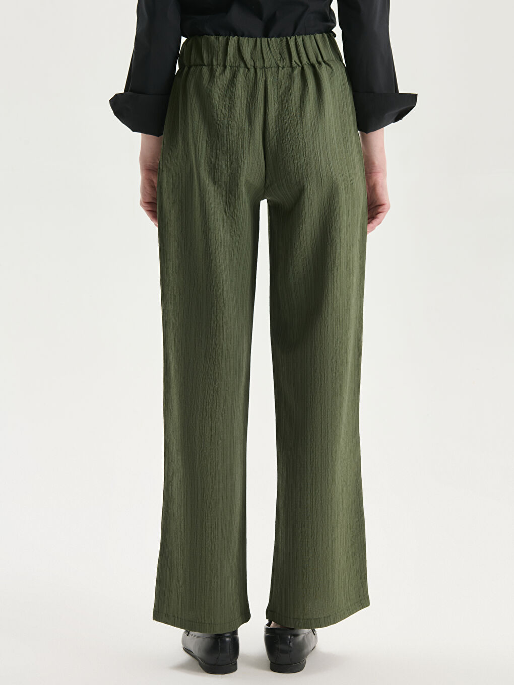 Elasticated Waist Textured Women's Trousers-3