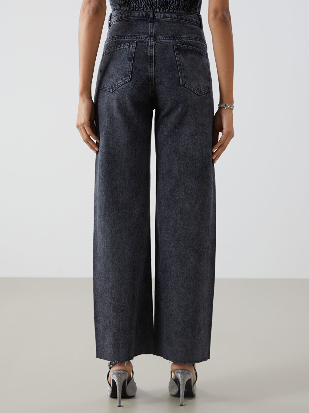 Wideleg Ripped Detailed Women's Jeans-3