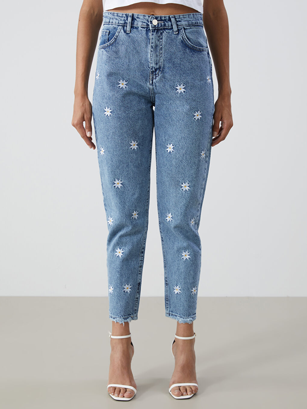 Mom Fit Floral Women's Jeans-1