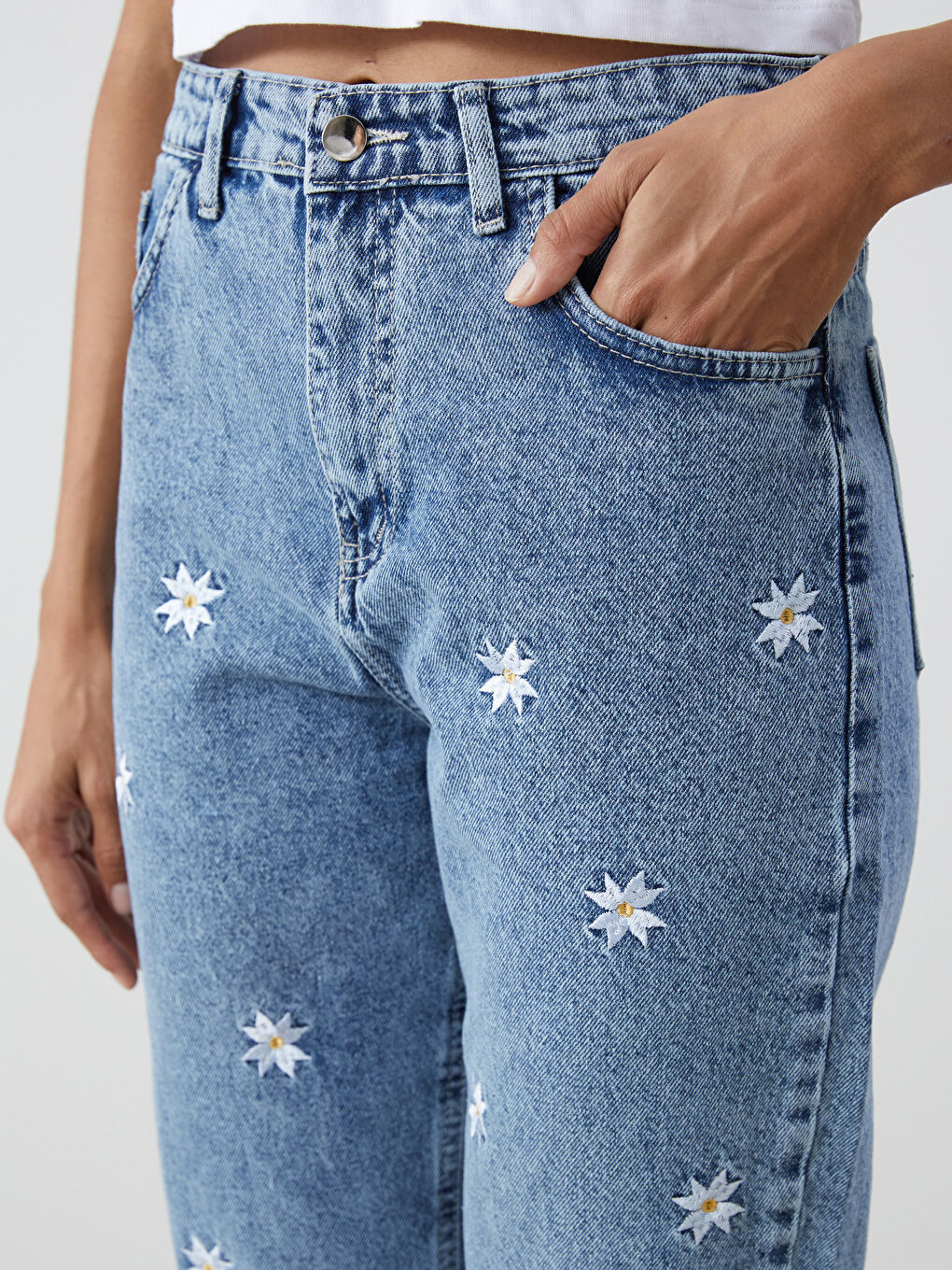 Mom Fit Floral Women's Jeans-2