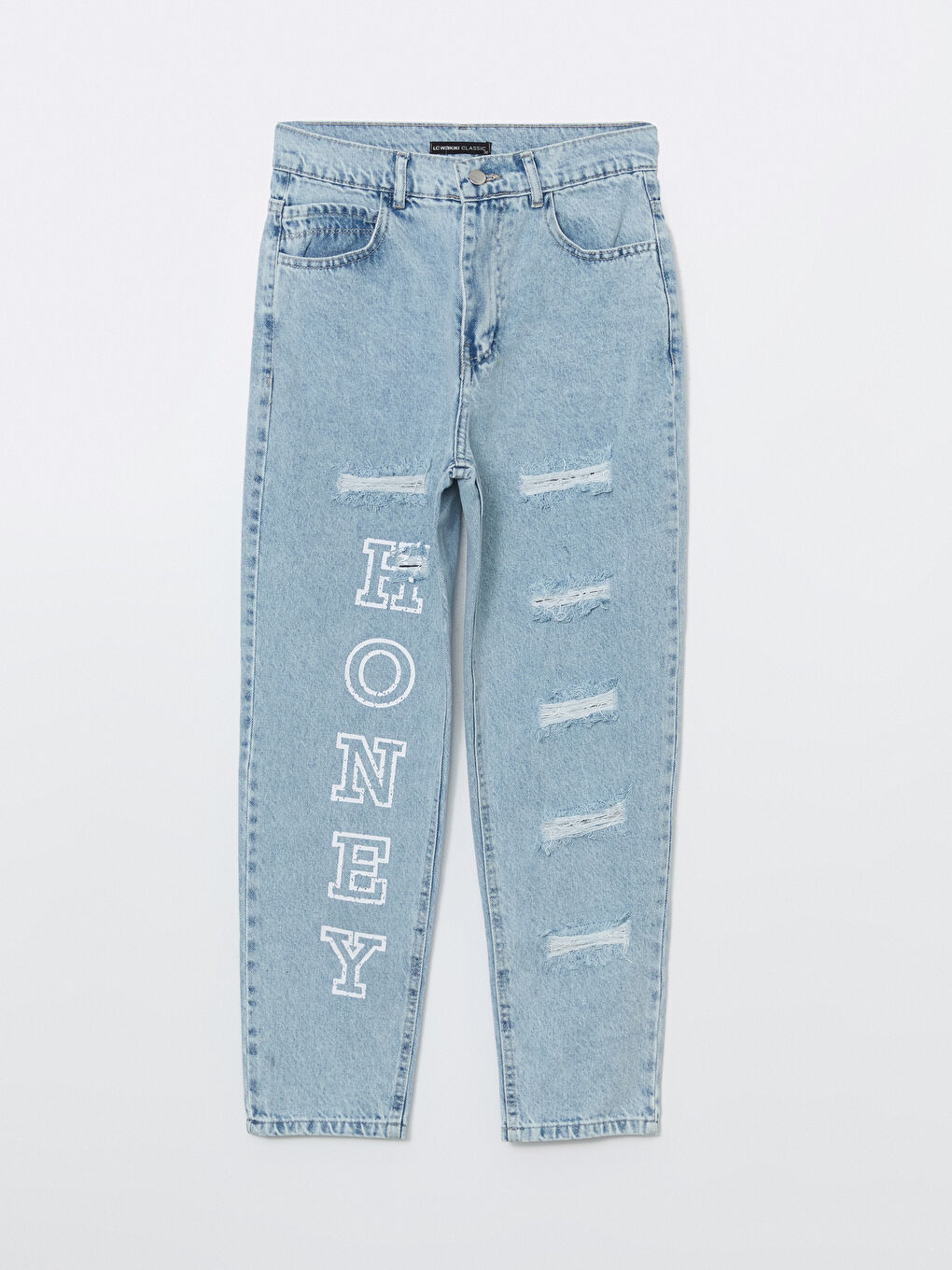 Mom Fit Printed Ripped Detail Women's Jeans -W4LH91Z8-311