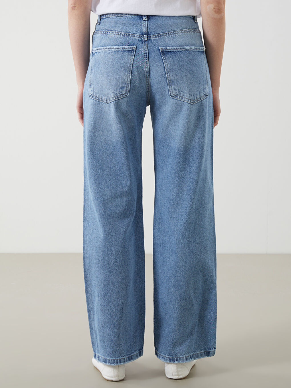 Wideleg Ripped Detailed Women's Jeans-3