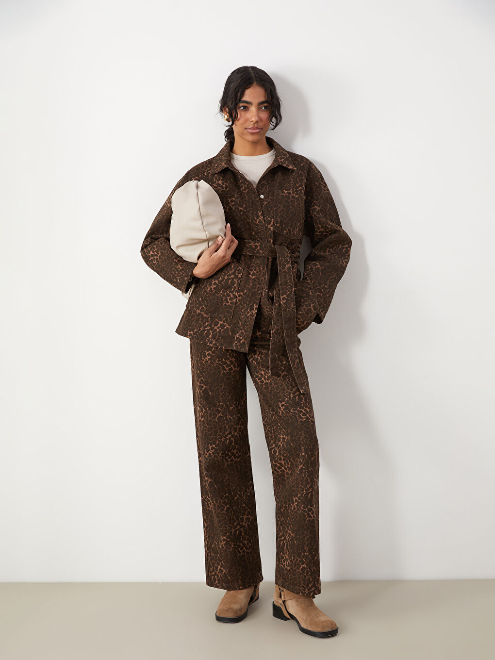 LCW Modest Leopard Print Baggy Fit Women's Jeans -W4LI09Z8-LQZ