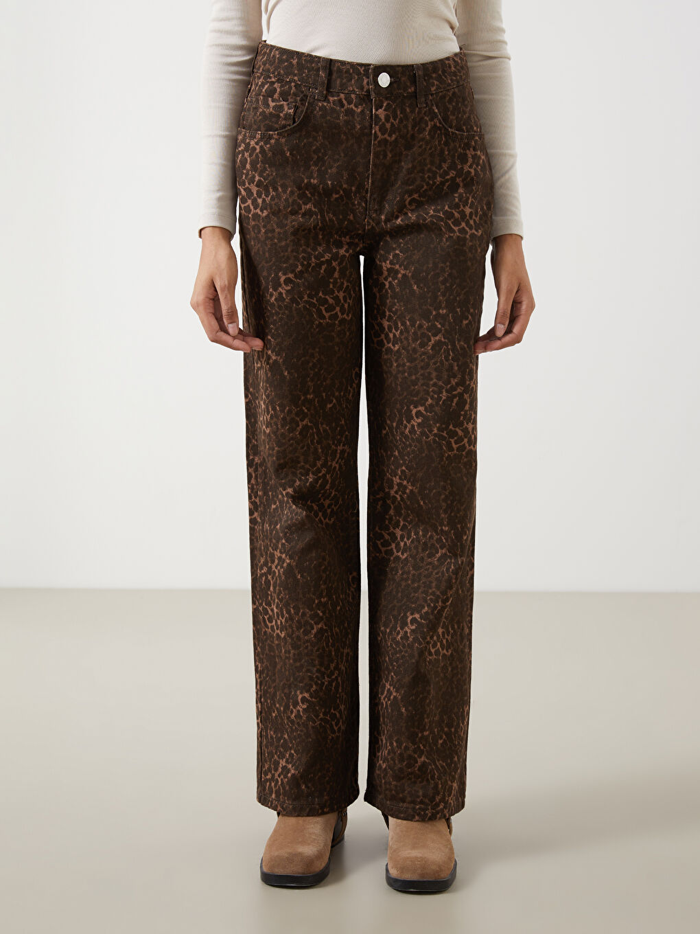 LCW Modest Leopard Print Baggy Fit Women's Jeans -W4LI09Z8-LQZ