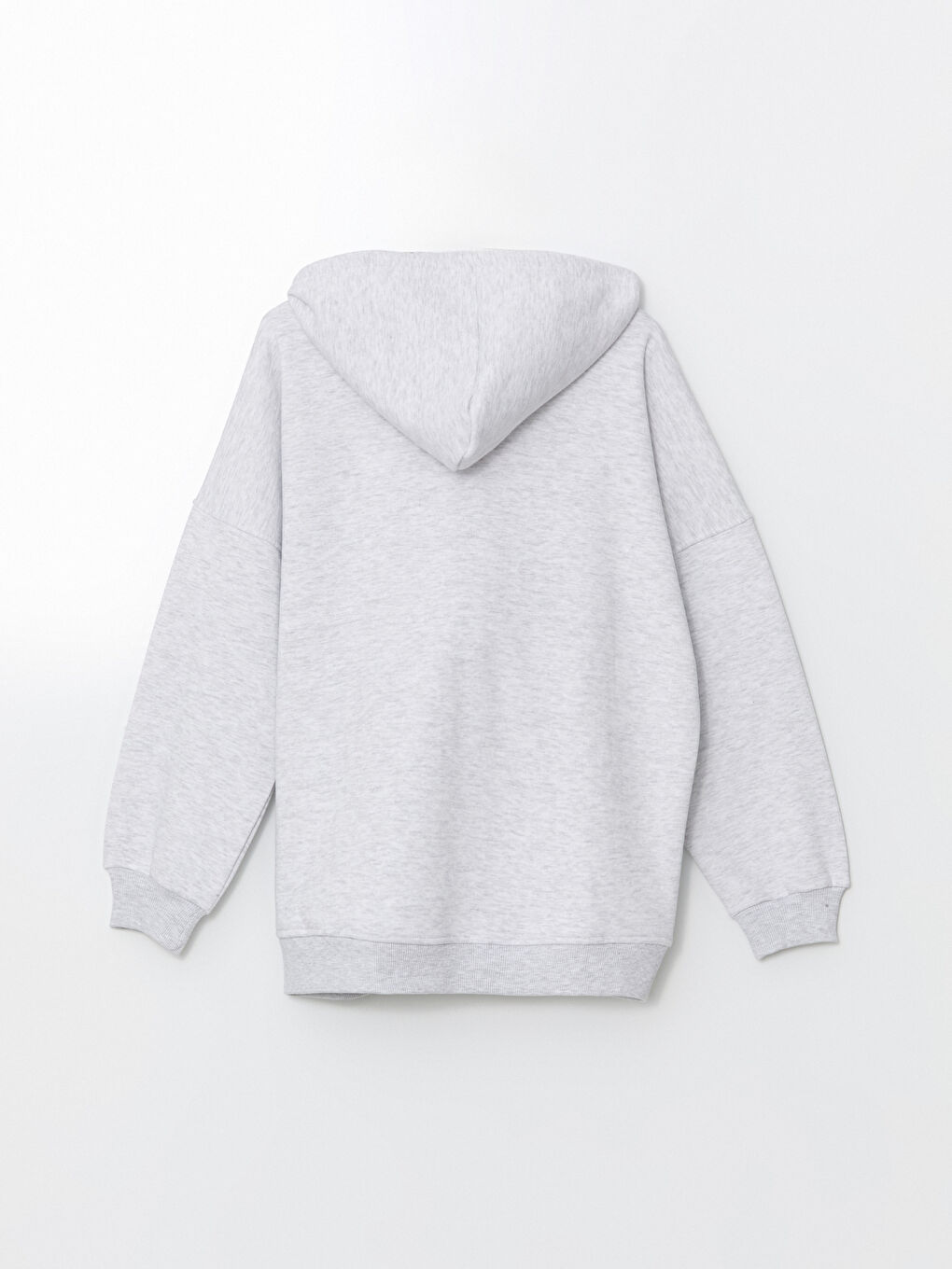 Gri Kapüşonlu Oversize Kadın Fermuarlı Sweatshirt-6